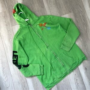 Freecity Full-Zip Hoodie lets go graphic womens Green xlarge casual bright retro